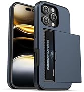 Jiunai for iPhone 16 Pro Case Card Holder Wallet for 2 Cards Slide Hidden Pocket IDs Credit Cards...