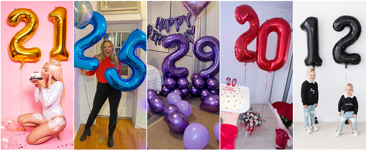 gold number balloons