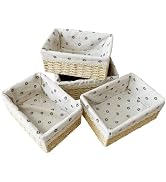 QINGTUHOME 4-Pack Handmade Beige Woven Paper Rope Storage Baskets with Inner Handles & Removable ...