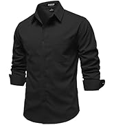 JEMITOP Mens Stretch Vintage Aged Style Shirts Casual Soft Long Sleeve Button Down Shirt with Pocket