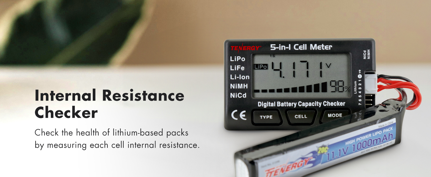 5-in-1 multi-cell battery pack health checker to check each cell's internal resistance