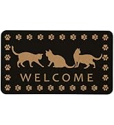Kuyuayee Cat Welcome Door Mat 30x17 Inch Black Cat Front Doormat Indoor Outdoor Cat Floor Mats No...