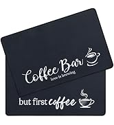SHACOS Coffee Mat 2-Pack 12x19 Inch Absorbent Non Slip Rubber Bar Accessories Coffee Maker Mat fo...