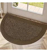 FLOORHUG Half Circle Door Mat Indoor Entrance Welcome, Non-Slip Washable Doormat, Trap Dirt and M...
