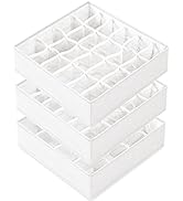 Criusia 3 Pack Sock Underwear Drawer Organizer Dividers, 64 Cell Fabric Foldable Cabinet Closet O...