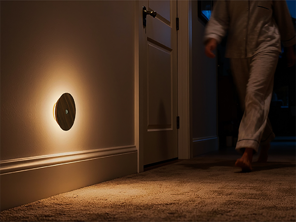 wooden motion sensor night light for hallway
