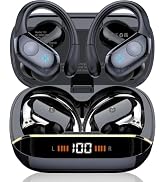 Qecnato Wireless Earbuds Bluetooth 5.4 Headphones 75H Stereo Deep Bass Sports Over Ear Buds with ...