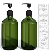 2 Pack Green Soap Dispenser, 16Oz Hand Soap Dispenser for Bathroom, Plastic Dish Soap Dispenser S...