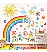 decalmile Rainbow Flower Sun Wall Stickers Reading Corner Inspirational Quotes Wall Decals Kids P...