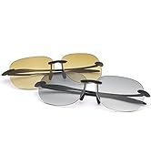 2 Pairs Rimless Bifocal Reading Glasses UV400 Protection Sunglasses Readers for Men and Women Cla...