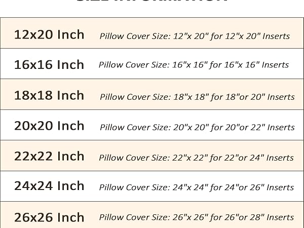 throw pillow size chart for perfect fit