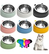 7 Pcs Raised Cat Food Bowl Stainless Steel Tilted Feeding for Little Cat Raised 15° Elevated Pet ...