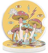 Car Coasters 2 Pack,2.56" Ceramic Stone Car Cupholder Absorbent Coaster Set for Women Men Drink C...
