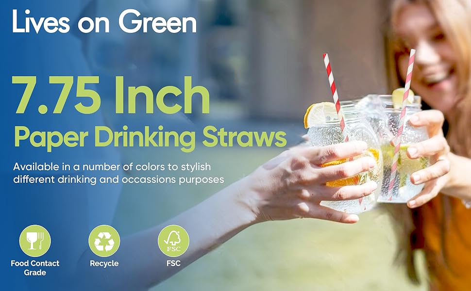 7.75 Inch Disposable Paper Drinking Straws