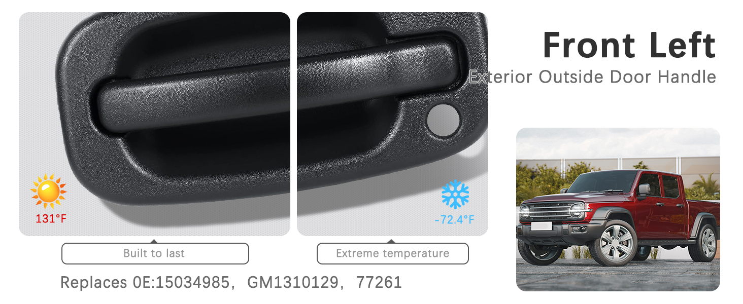 FAERSI Exterior Outside Door Handle Front Left Driver Side for 1999-2007 Silverado, Tahoe, Suburban