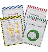 C-Line Safety Striped Shop Ticket Holders, Welded, Assorted, Both Sides Clear, 9" x 12", 25 per B...