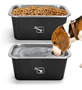 Yummy Sam 2 Pack 2.65 Gallons Extra Large Dog Food and Water Bowl Set, Stainless Steel Spill-Proo...