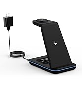 Wireless Charger Stand, CIYOYO 3 in 1 Fast Wireless Charging Station Dock for Apple Watch 9/8/7/6...