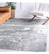 Rugshop Distressed Abstract Watercolor Area Rug 5' x 7' Gray