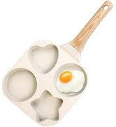JUSTUP Nonstick Frying Pan,4-Cup Egg Pan Nonstick Divided Grill Frying Pan, 7.5 Inch Healthy Gran...