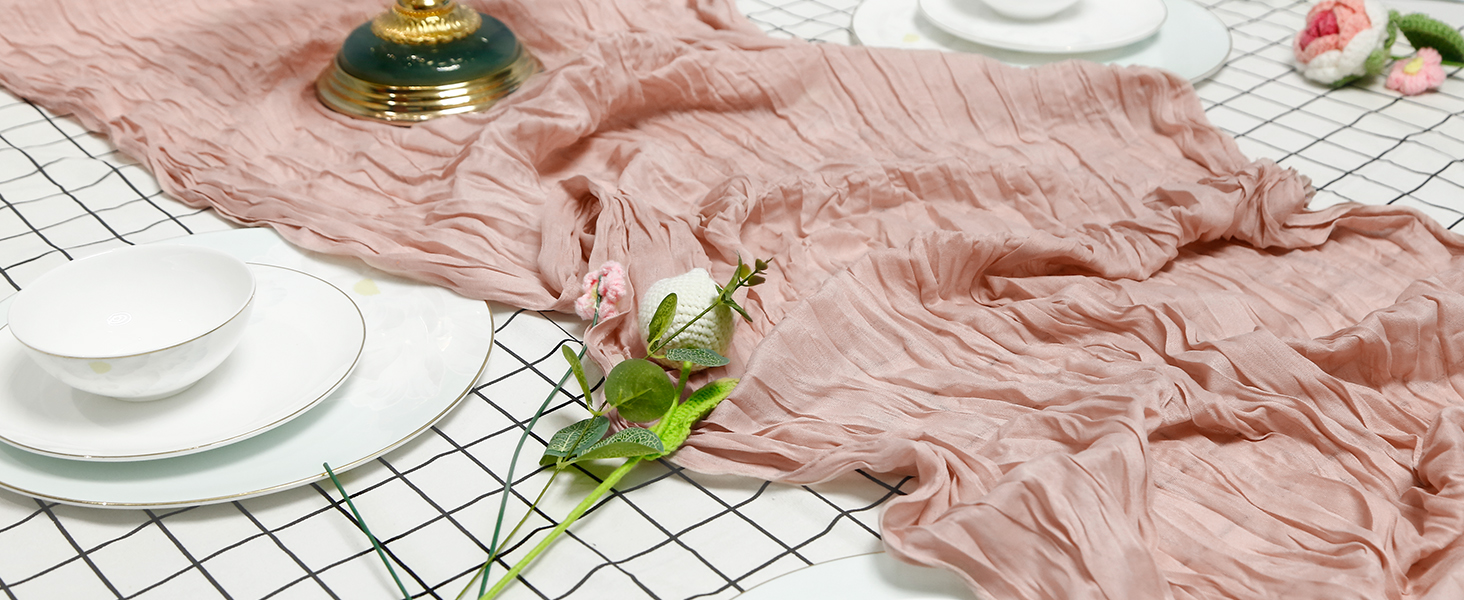 dusty pink table runner green table cloth cheesecloth cheese cloth