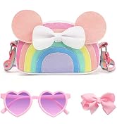 RTGNEI Toddler Rainbow Purse for Kids Gift Set Little Girls Cute Crossbody Bag