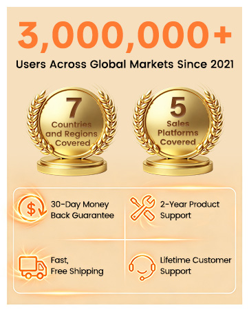 Sablute brand graphic showing market coverage, product care, shipping, and return service details.