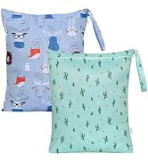 OTraki 2Pcs Wet Bags with Zippered & Handle, 16 x 20 inch Waterproof Wet Dry Bag Reusable for Swi...