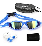 Firesara Swim Goggles, No Leaking Large Frame Wide View Pool for Women Men