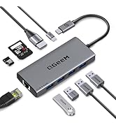 QGeeM USB C Hub Ethernet,9 in 1 USB Type C Hub HDMI Multi-Port Converter Adapter,100W Pd, USB 3.0...
