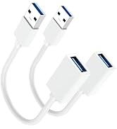 ZeniKon Short USB Extension Cable 6 inch 2-Pack White, 5Gbps USB Extender Cable Male to Female 3....