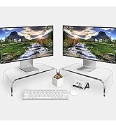 AMT Clear Acrylic Computer Monitor Stand, Grade-A Acrylic Clear Monitor Riser, Cat Keyboard Prote...