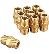 T TANYA HARDWARE Pipe Fitting and Air Hose Fittings, Hex Nipple Coupling Set - 1/4-Inch NPT x 1/4...