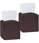 Avolander Tissue Box Cover 2-Pack, Square Tissue Holder with Bottom Belt, Modern Tissue Case Faci...