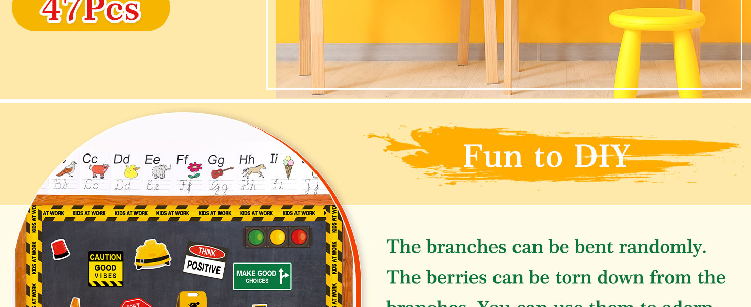 47Pcs Construction Bulletin Board Decor