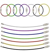 AMUU Keychain,Keychain Loop 14 Pack of 4.3 Inches Stainless Steel Wire Ring 2mm Cable Loop Rings ...