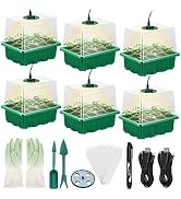 Lunies 6 Packs Seed Starter Tray with Grow Light, Indoor Greenhouse Seeding Starter Trays for Pla...