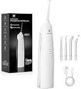 HUACO CARE Cordless Water Flosser - 6 Pressure Settings with 3 Modes, 220ml Compact Ergonomic Des...