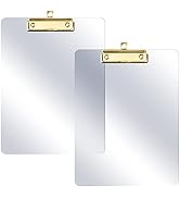PERFORMORE 2 Pack of Plastic Clipboards, 12” x 9” Clear Acrylic Clipboards with Gold Clip, Durabl...