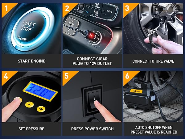 Nilight portable tire inflator with digital pressure gauge
