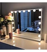 FENCHILIN Vanity Mirror with Lights, Hollywood Lighted Makeup Mirror with 15 Dimmable LED Bulbs f...