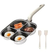 JUSTUP 4-Cup Egg Pan Nonstick,Healthy Titanium Ceramic Breakfast Frying Pan,Compatible with All S...