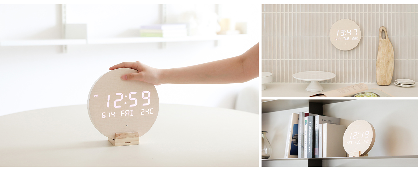 woodmoon wireless mini led digital wall clock desk clock cordless led clock