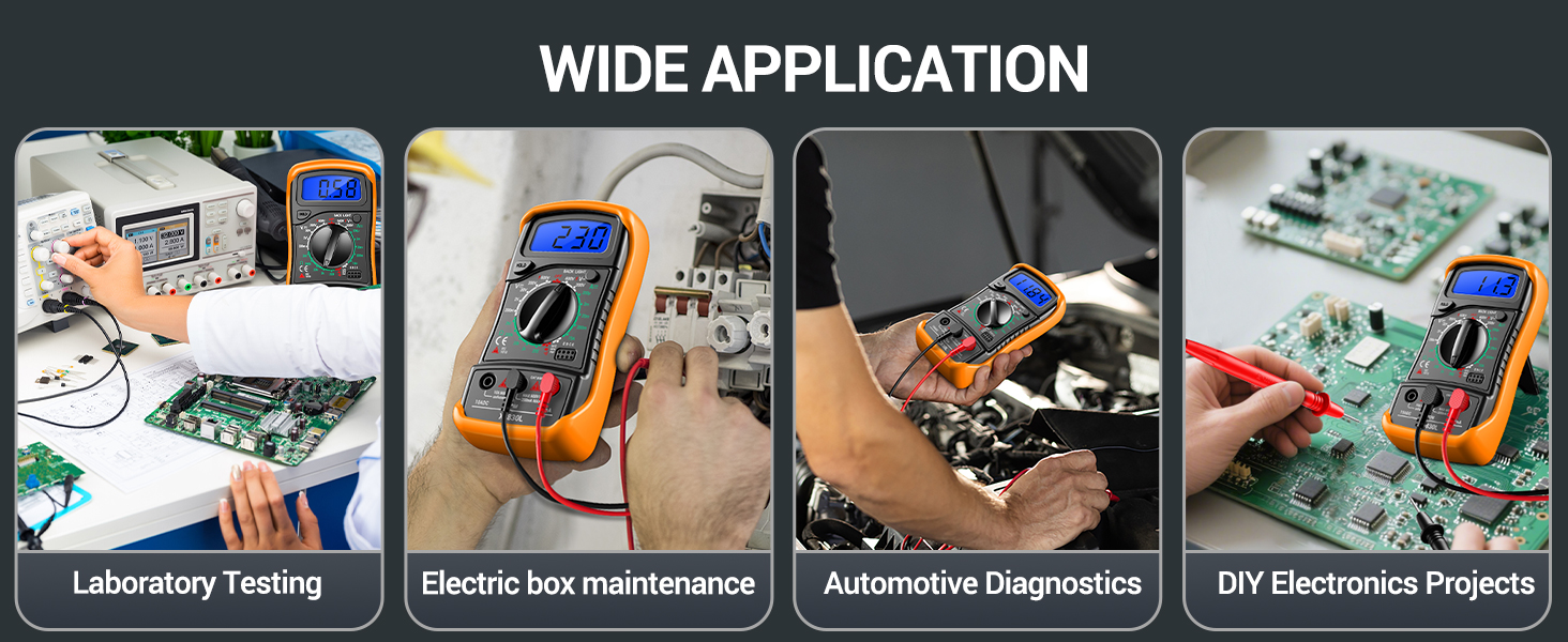 Multimeter wide uses:household troubleshooting,engineering study,electrician work