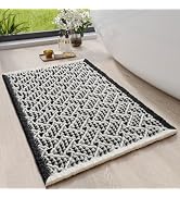 QiCaiJia Waffle Bath Mat, Boho Bathroom Rugs Extra Soft and Absorbent Non Slip Washable Bath Rug,...