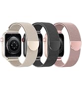 BELONGME 3 Pack Mesh Loop Compatible with Apple Watch Band 38mm 40mm 41mm 42mm 44mm 45mm 49mm Ser...