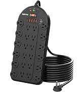 DEPOW Power Strip Surge Protector with 24 AC Outlets (1875W/15A), 6 USBs (2 USB-C Ports), 3400J S...