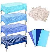 BCCSNNM 8 Pcs Fish Net Decorative and Tablecloth Set,Cotton Fishnet and Plastic Table Cover for B...