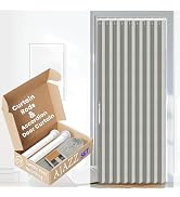 AJAZZ Set: Curtain Rods No Drilling (28-39" W Adjustable Range) & Accordion Door Curtain Grey 42W...