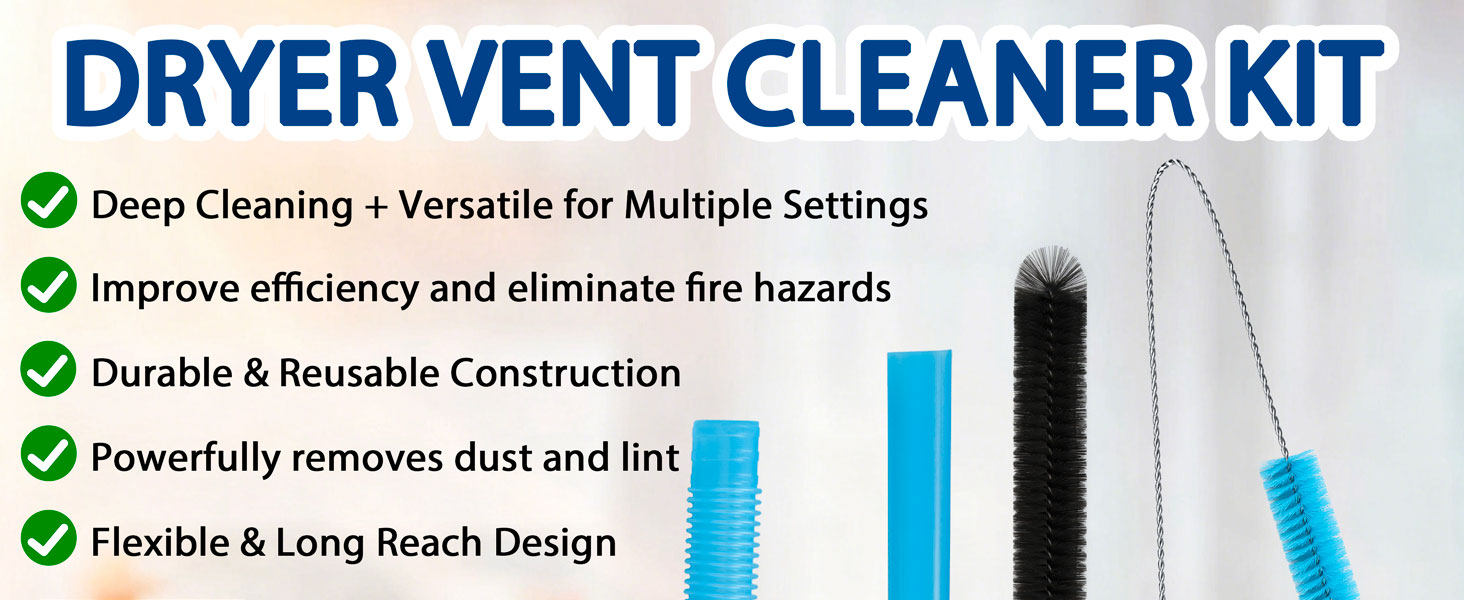 Dryer Vent Cleaner Kit, 5-Piece Flexible Dryer Vent Cleaning Brush